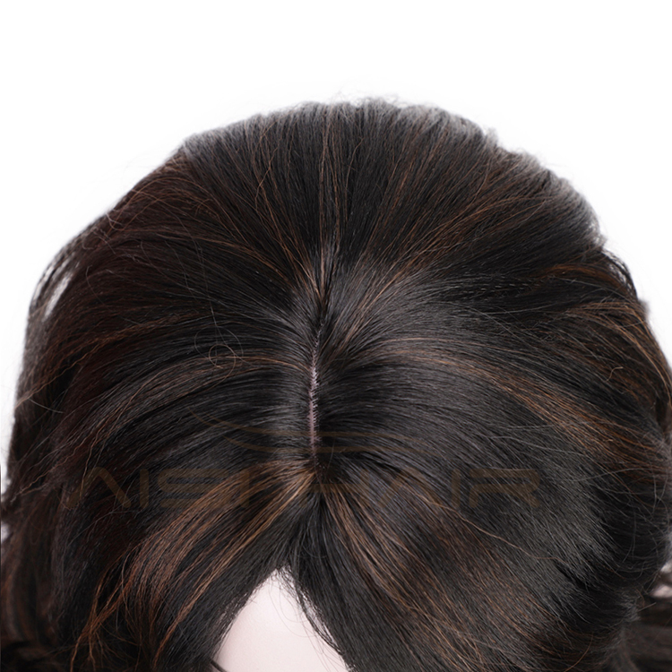 Heat Resistant Black Mixed Black Body Wave Synthetic Long Wavy Fiber Hair Wig For Black White Women Cosplay  Wigs