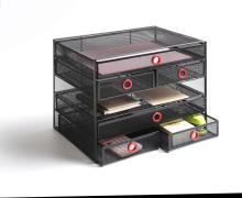 Mesh Metal Office Desk Organizer with Drawer