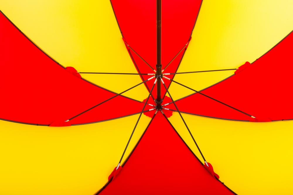 Yellow and red golf umbrella