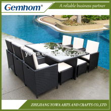 Aluminium frame flat rattan cube patio set