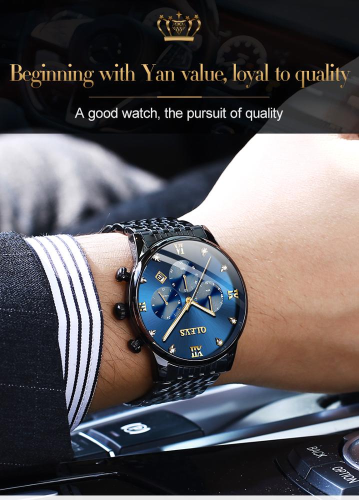 Men Luxury Watch OLEVS Brand Quartz Fashion Business WristWatch OEM with Steel Band Chronograph Waterproof Watches Men Wrist