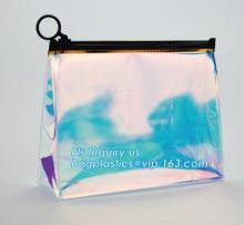 PVC zipper slider travel cosmetic bag, commodity package bag, zipper cosmetic slider zip bags with printed