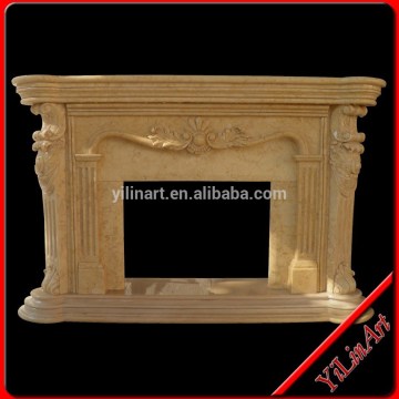 Western Pillar Marble Column Carved Fireplace Mantel