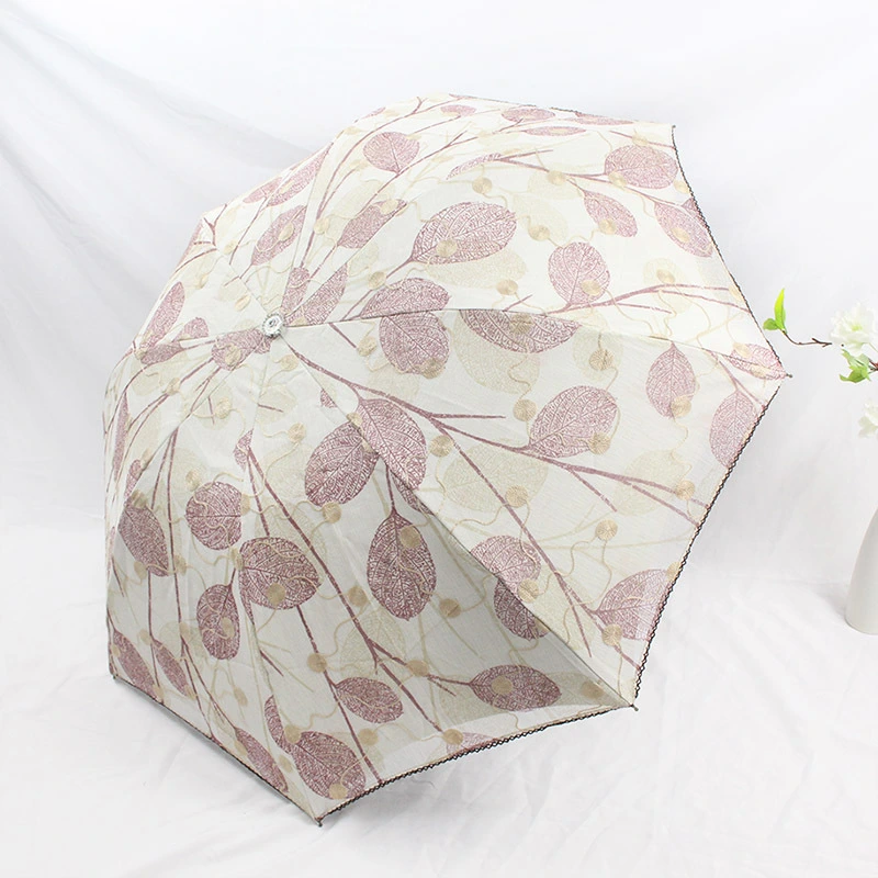 Top Quality Light Weight Cute 5 Fold Umbrella with Lace