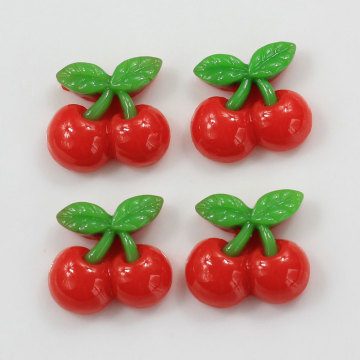 Wholesale Cute 19*22mm 100pcs Red Cherry 3D Novel Chunky Loose Resin Beads Charms Cheap for Decoration