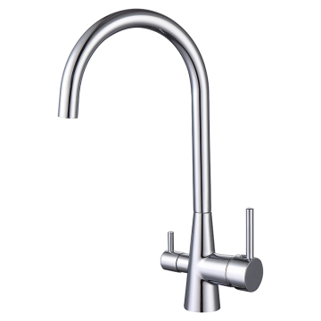 Polished Double Handle Kitchen Tap