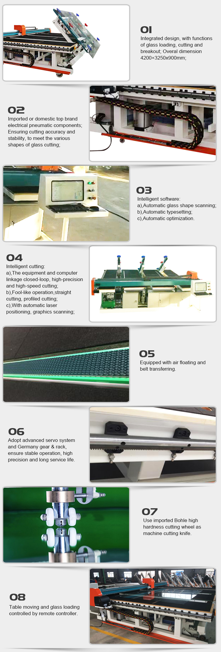 Customization machine for glass loading cutting machine