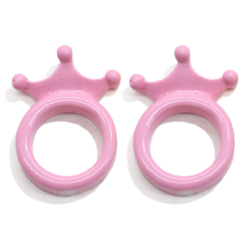 Cheap Kawaii Resin Princess Crown Ring Flat Back Cabochon Artificial DIY Craft Girls Party Ornament Dollhouse Toys