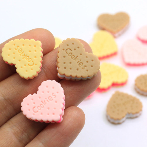 High Quality Heart Shaped Cookies Resin Beads 100pcs/bag For Kids Toy Handmade Craft Decoration Spacer Fridge Decor