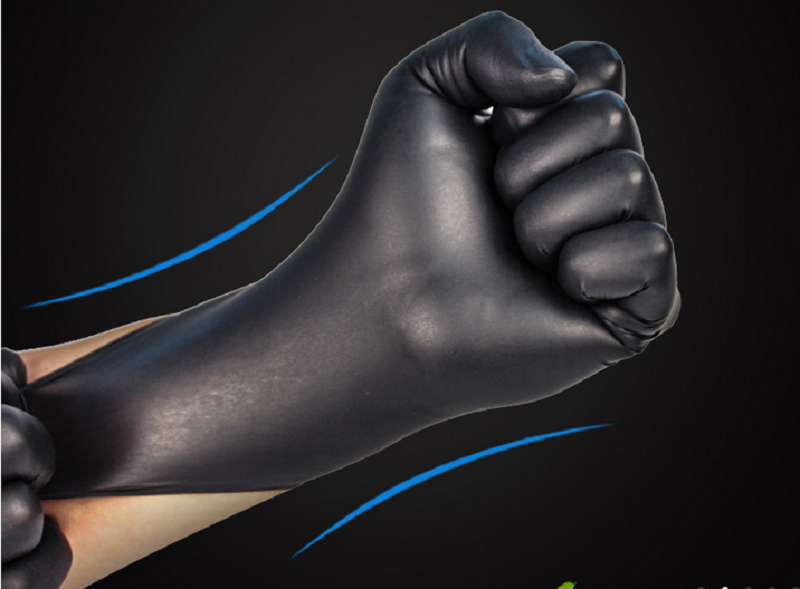 Nitrilo negro guantes desechables en polvo