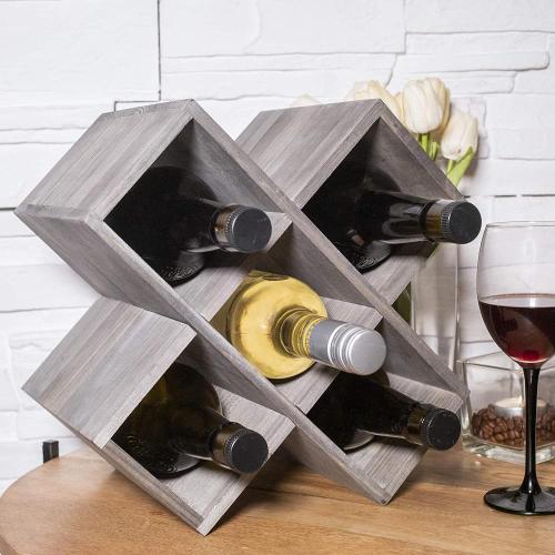 Rustic Wooden Sixth Bottle Wine Rack