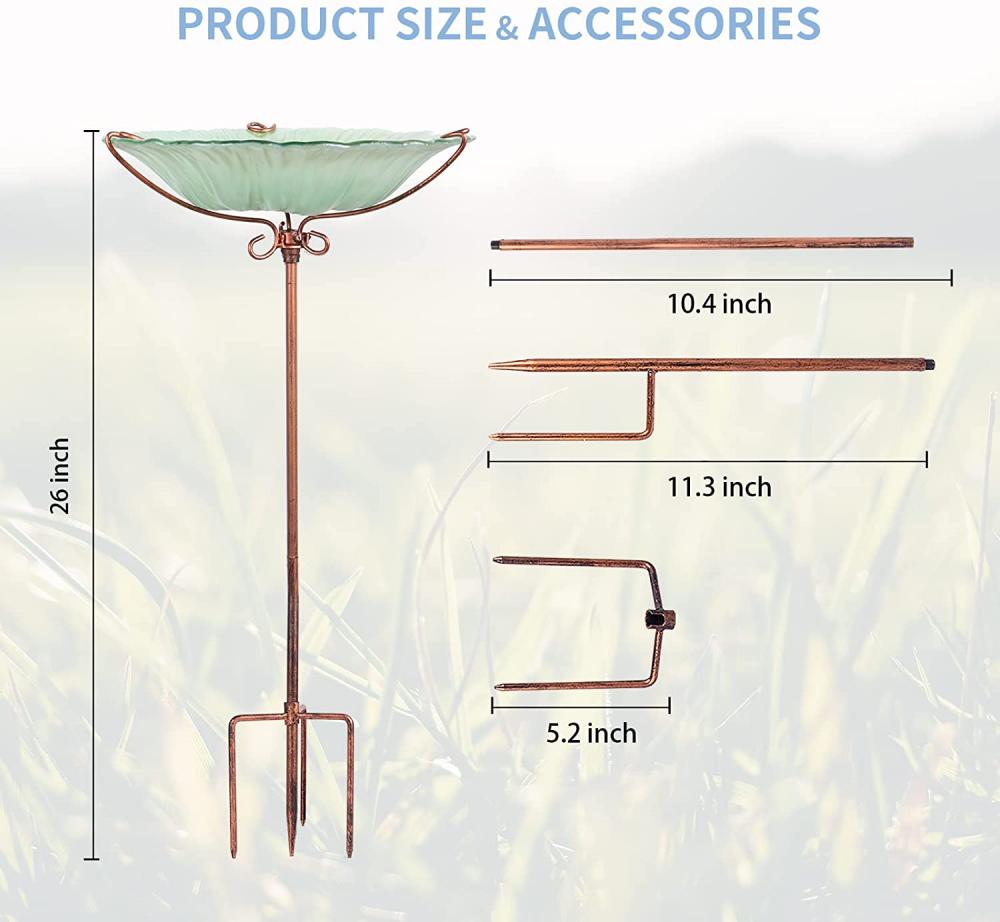 Glazen vogelbad Garden vogelvoeder met metalen stake