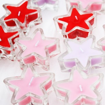 clear glass cup tealight candle with star shape