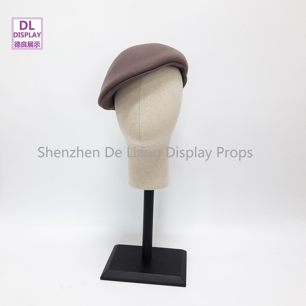 NEW DL170721 Grey linen fabric egg head mannequin for window display hat sunglass fabric torso with black wooden square bases