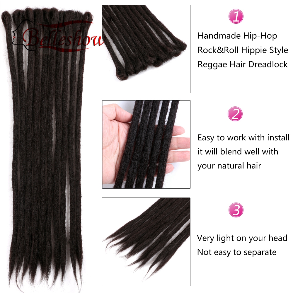 Hot sell wholesale 20inch  soft dreadlock braids Dreadlocks Hair Extensions synthetic dreadlock