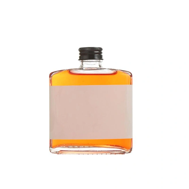 New Square Drink Glass Bottle, Transparent Square Glass Bottle with Lid