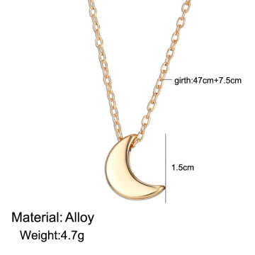 new moon crescent pendant short necklace chain clavicle