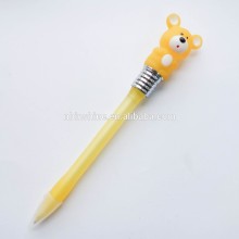 Funny promotional gift 3D animal top flashlight ball pen , light up pen , led light pen