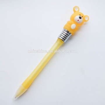 Funny promotional gift 3D animal top flashlight ball pen , light up pen , led light pen