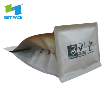 embalaje de bolsas de comida con cierre de papel kraft marrón