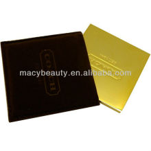 Square gold metal cosmetic mirror with flocking case plain metal mirror