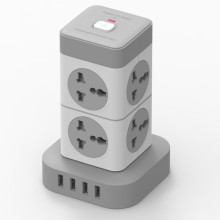 Multi-Plug Extension Socket with USB: UK, EU, US Tower Socket Featuring 4 USB Slots