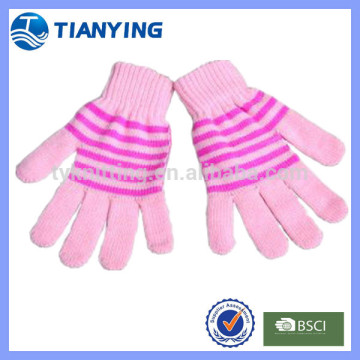 kids' acrylic plain knitted magic gloves