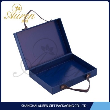 Flat wine rigid boxes for one bottle wine glass packaging with ribbon