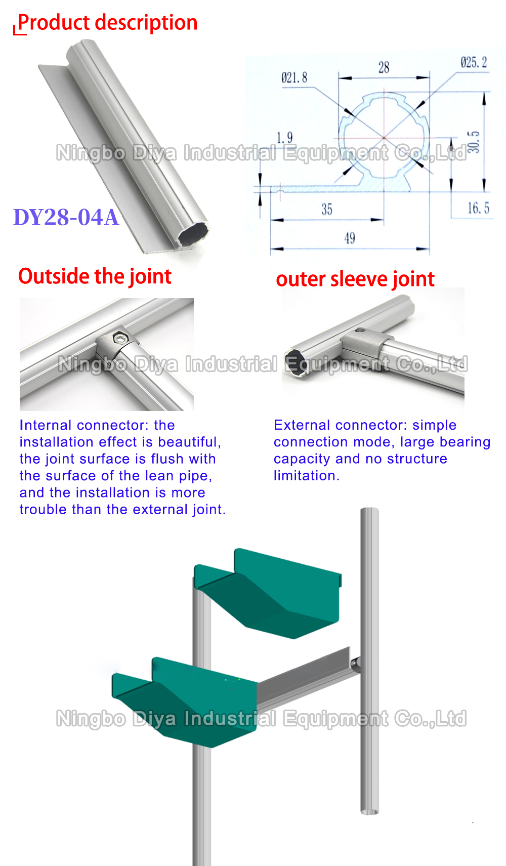 Aluminium Single Side Frame Aluminium Alloy Tube OD 28mm Thickness 1.7mm For Pipe System