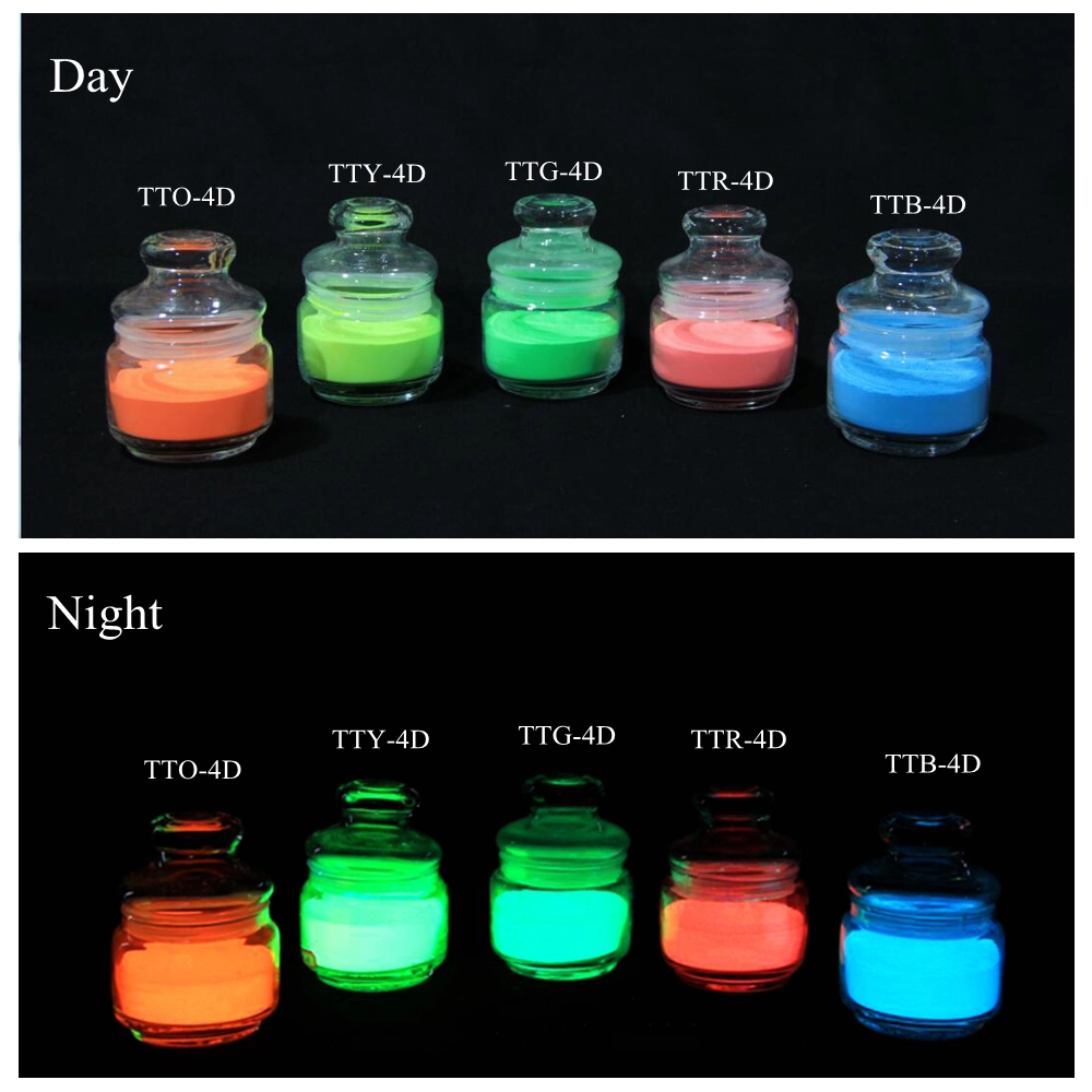 5 color neon glow in dark pigment for wood Paint, ink, graffiti, textiles, cosmetics and nail art.