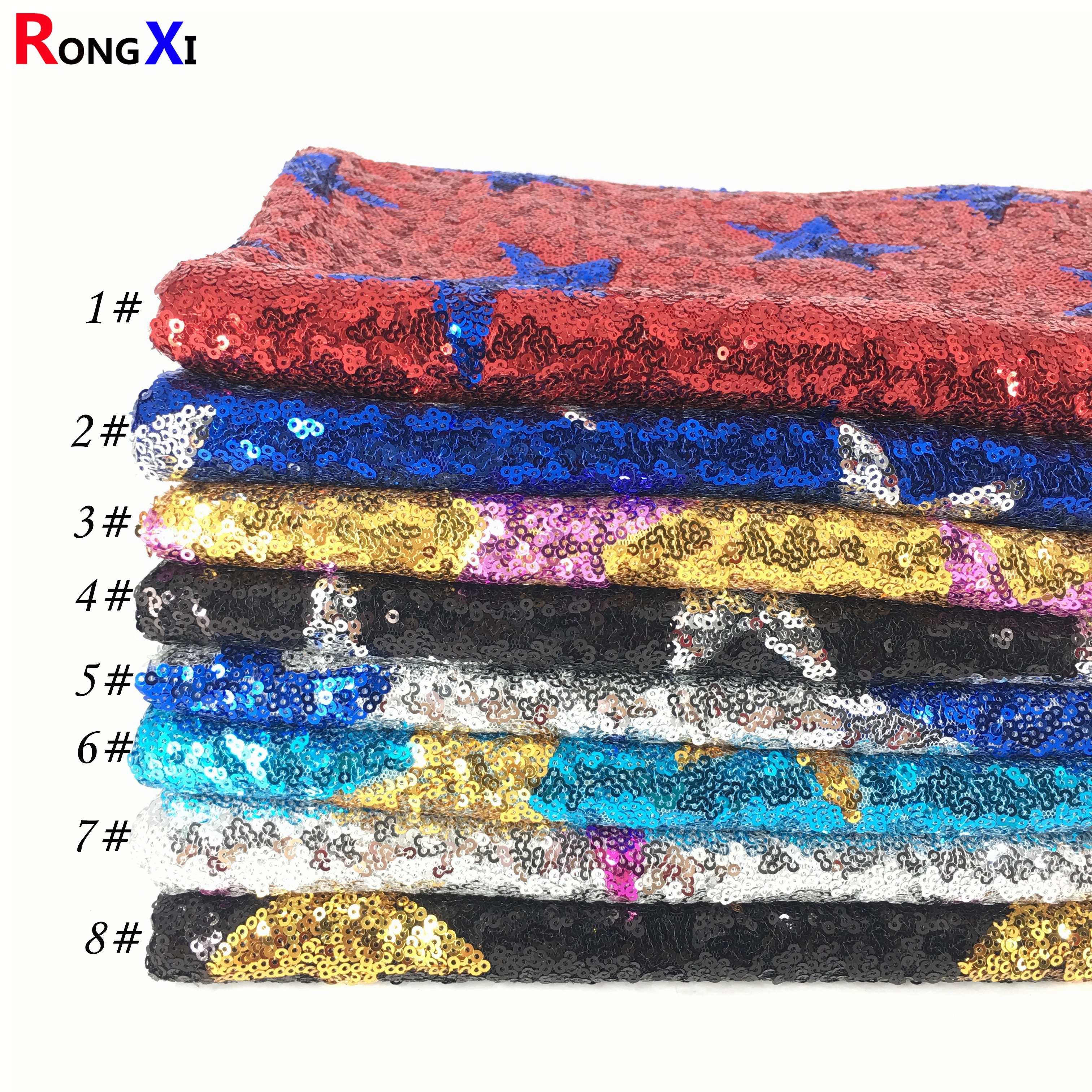 RXF0657 Brand New Gold Double color Star  Sequin Fabric