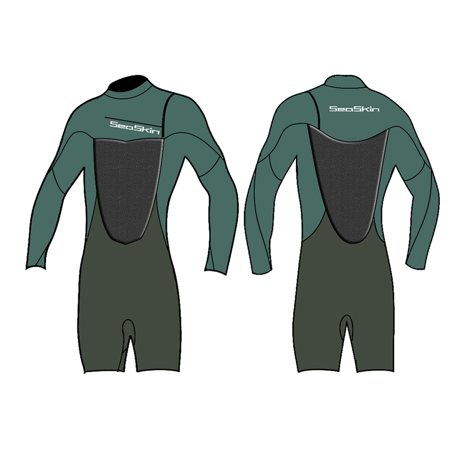 Seaskin Chest Zip Lengan Panjang Lelaki Lelaki Spring Wetsuit