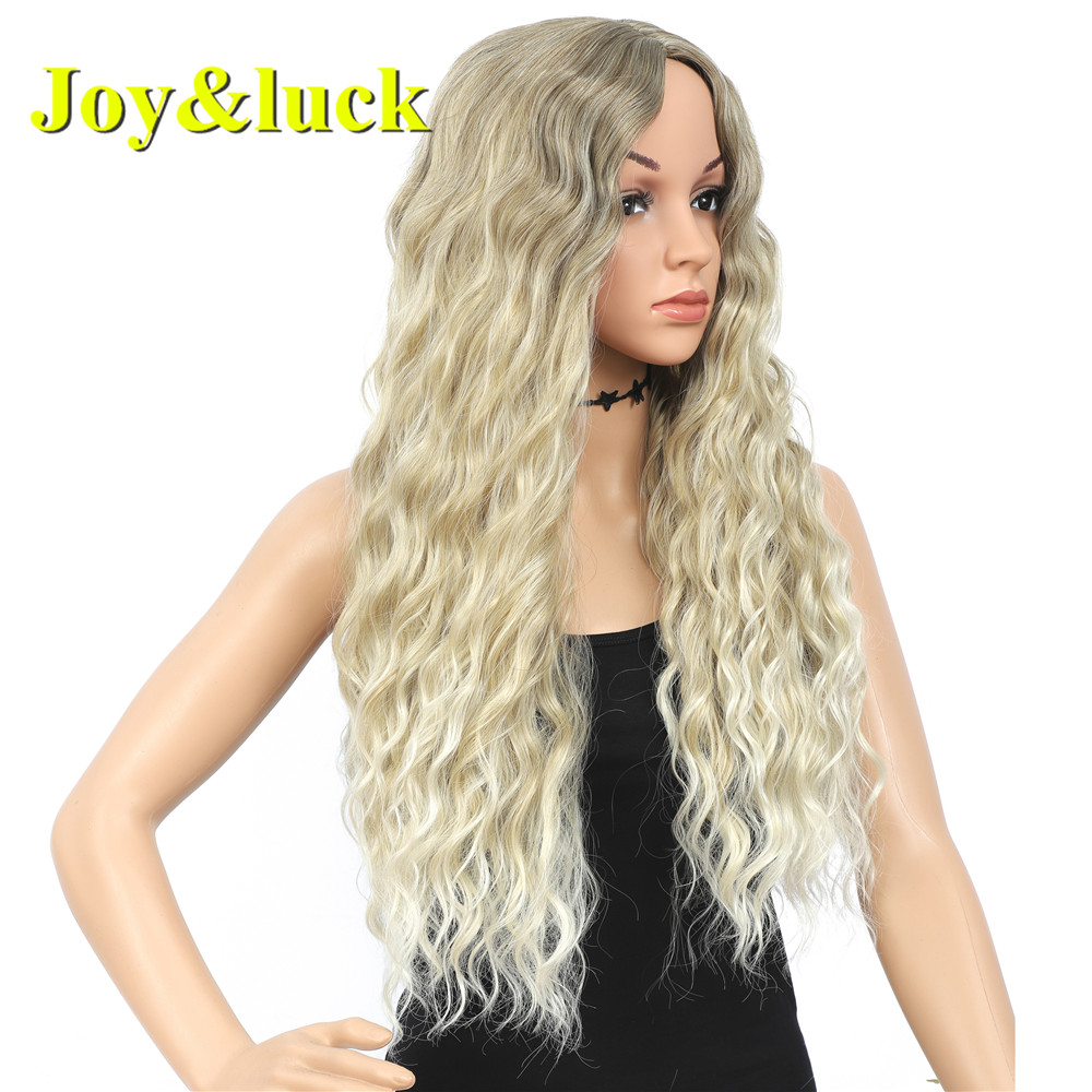 22inch Water Wave Brown Ombre Golden Blonde Wholesale Hair Wig For Women Cosplay Party Long Natural Curly Synthetic Hair Wigs