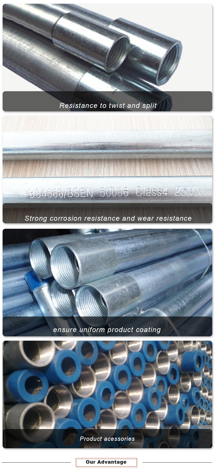 all sizes gi conduit pipe for electrical wire