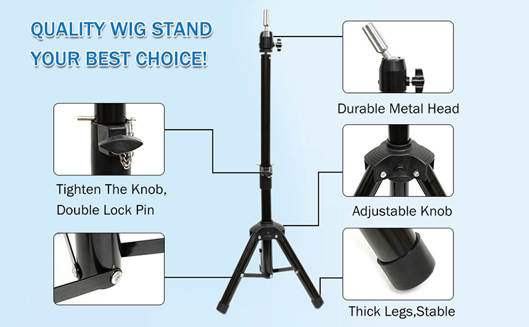 Wig Tripod Stand Cork Head Heavy Duty Mannequin Head Adjustable Wig Making Head Stand Tripod