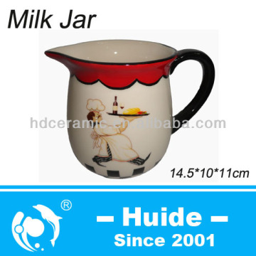 Ceramic milk jars,jar with chef design