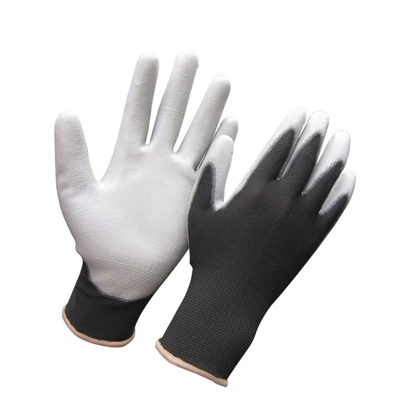White PU Palm Coated Polyester Shell Hand Protective Work Gloves
