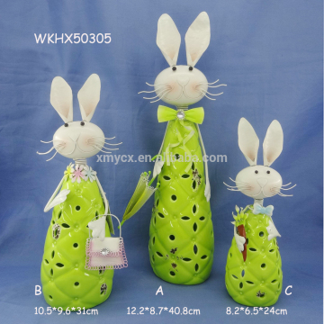 Lovely cheap handmade porcelain rabbit candle holder