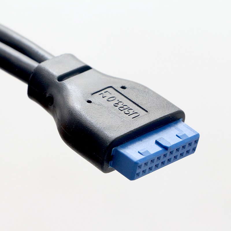 Dela dubbel USB3.0 Kvinnlig rubrik till 20pin Moderboard Mainboard Cable för dator