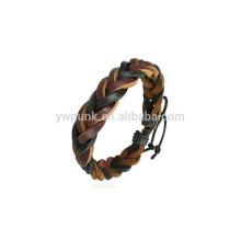 Simple Cuff Customizable Braided Two Colors Leather Bracelet Bangle