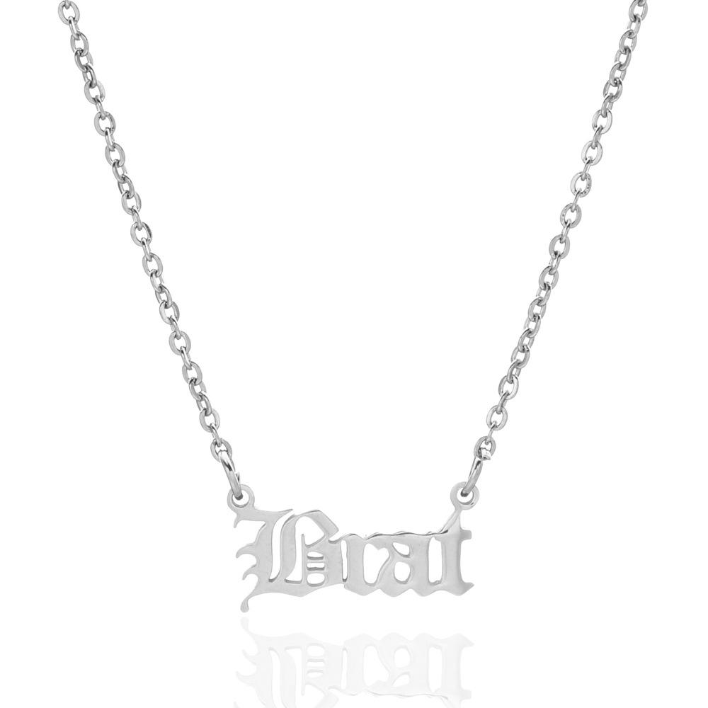 old english letter ANGEL pendant necklace stainless steel alphabet letters stainless steel letter necklace