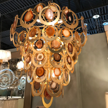 JC LIGHTING Modern Agate Stone Chandelier for High Ceilings