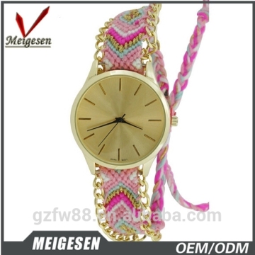 Ribbon watch interchangeable straps , latest lady weave band wrist watches