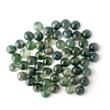 Green Water Grass Agate Round Cabochon Cutting