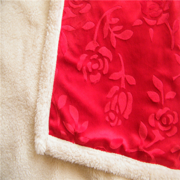 Embossed Short Plush with Velveteen Composite Blanket
