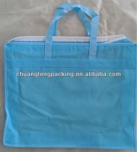 Handle nonwoven bag and transparent pvc packing bag zipper on top promotion foldable nonwoven bag