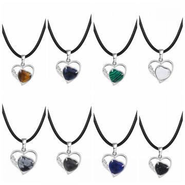 Snowflake Love Heart Birthstone Pendant Gemstone Necklaces for Women