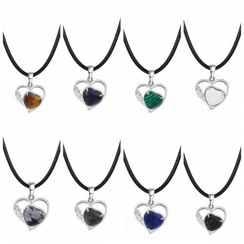 Snowflake Love Heart Birthstone Pendant Gemstone Necklaces for Women