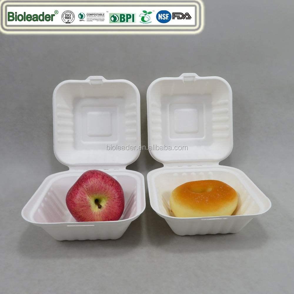 USA Europe Certificated Biodegradable Sugarcane Bagasse 9 inch 3 Compartment Box