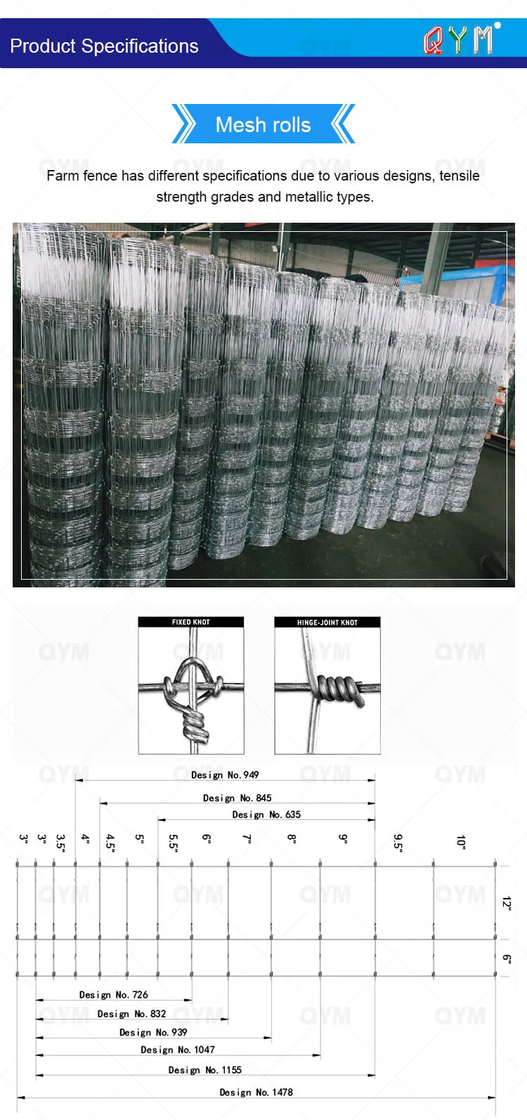 High Tensile Farm Fencing Wire/ Metal Livestock Field Farm Fence Gate